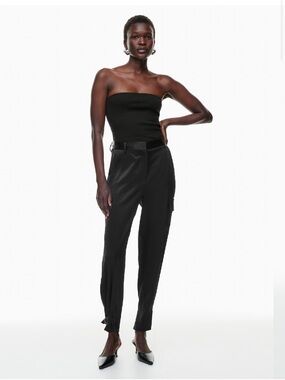 Aritzia Babaton Black Satin Cargo Pants